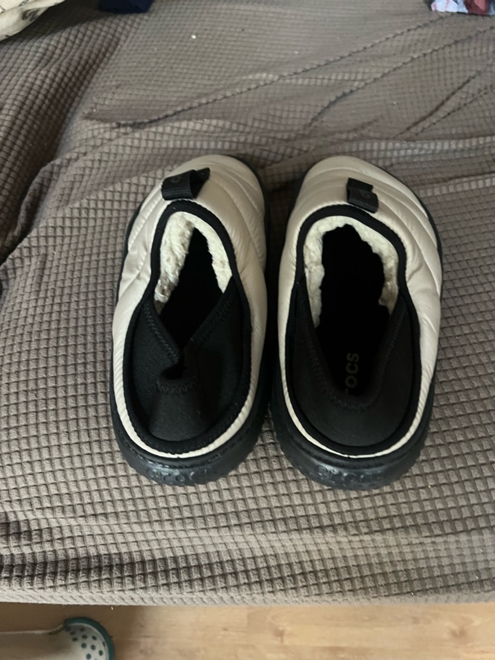 CROCS Kids Quilted Puff Slip-Ons in Cream and Black - Picture 4 of 4
